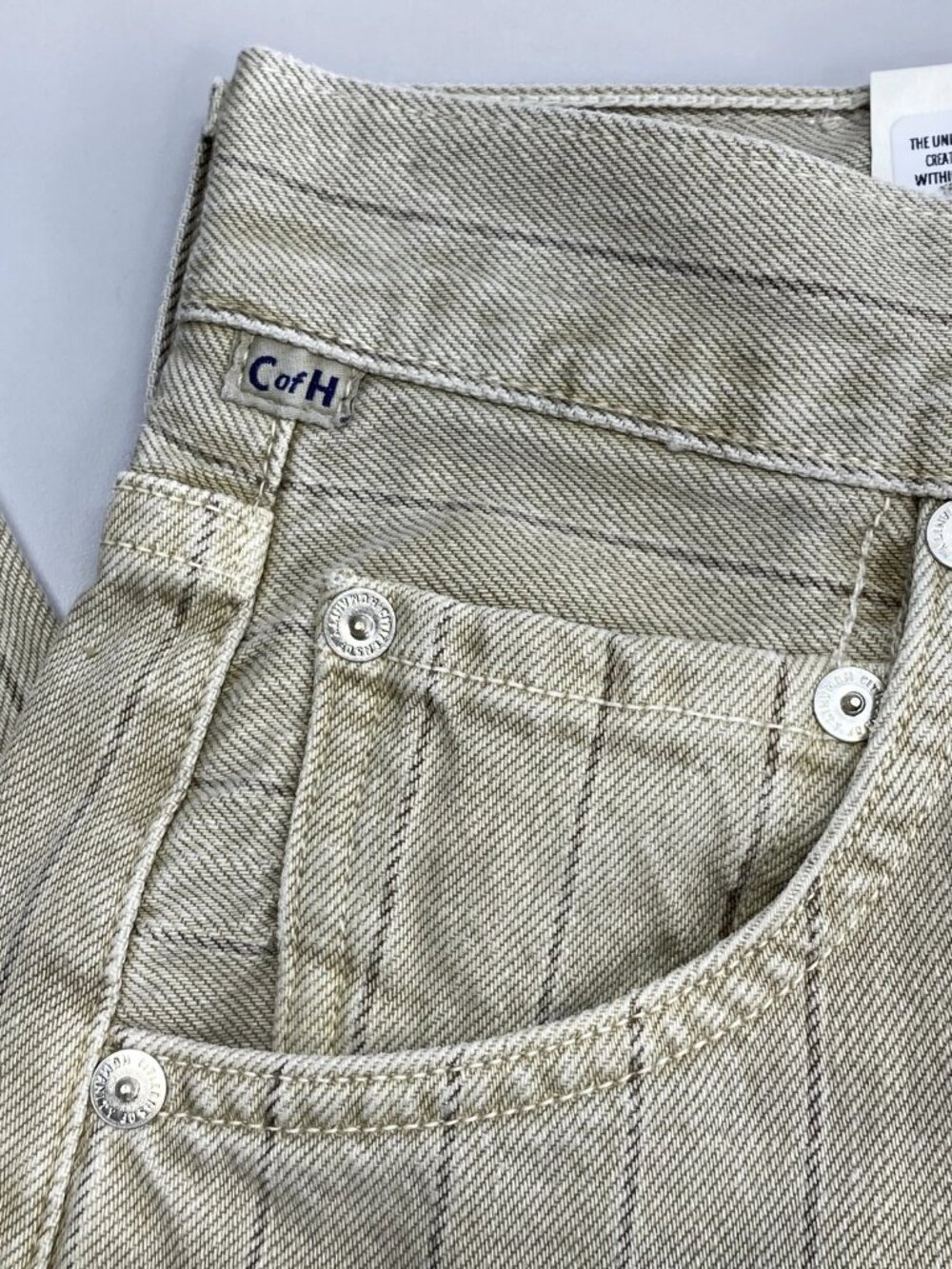 Citizens Of Humanity Womens Jean Neutral Beige Size 28 Ayla Raw Hem Crop Striped - Picture 12 of 15